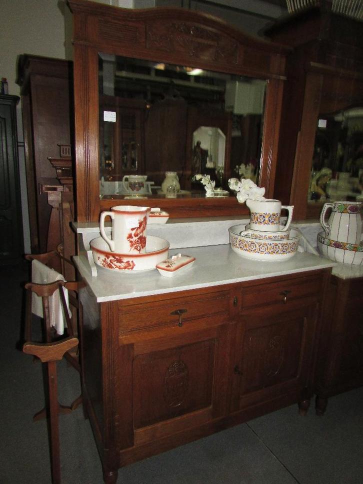 antieke eiken commode baby commode wit marmer 295,00, Antiek en Kunst, Curiosa en Brocante, Ophalen of Verzenden