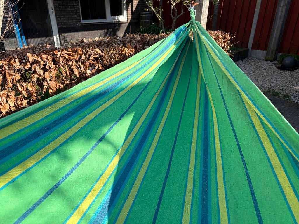 Hangmat 200x95 cm – weinig gebruikt, goede staat, Gebruikt, Opvouwbaar, Ophalen of Verzenden, Eenpersoons