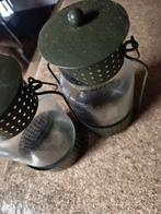 Twee groene decoratie kaarsenhouders, Ophalen of Verzenden, Zo goed als nieuw, Kandelaar, Minder dan 25 cm