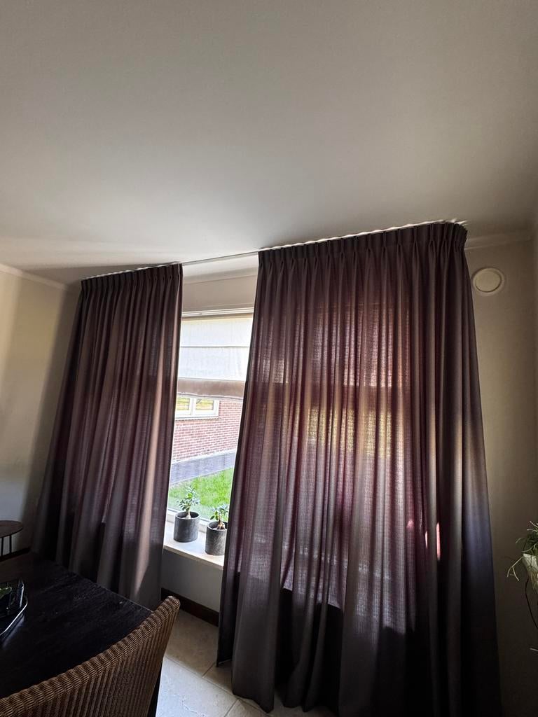 Overgordijnen (2 stuks) - 310x260 cm, Huis en Inrichting, Stoffering | Gordijnen en Lamellen, Ophalen, Gebruikt, Bruin, 200 cm of meer