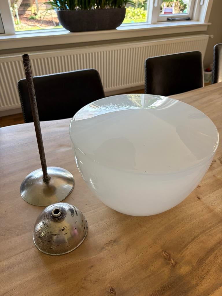 Art -Deco Jaren 30 Opaline Schoollamp, Huis en Inrichting, Ophalen of Verzenden, Zo goed als nieuw, Minder dan 50 cm