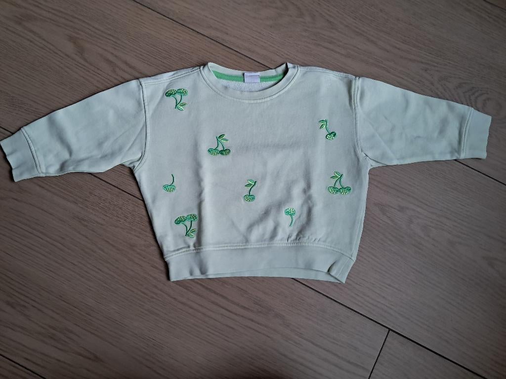 K316 Lichtgroene trui HEMA maat 86/92, Kinderen en Baby's, Babykleding | Maat 86, Ophalen of Verzenden, Zo goed als nieuw, Hema