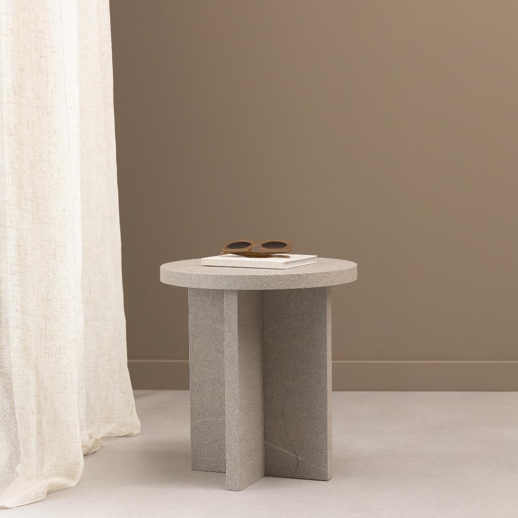 Opheffingsuitverkoop op=op Bijzettafel Rond 40cm Betonlook, Minder dan 45 cm, Minder dan 55 cm, Nieuw, Stalux