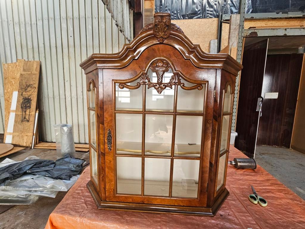 Antieke Vitrinekast / Wandkast - Barok Stijl, Huis en Inrichting, Kasten | Vitrinekasten, Gebruikt, 100 tot 150 cm, 50 tot 100 cm