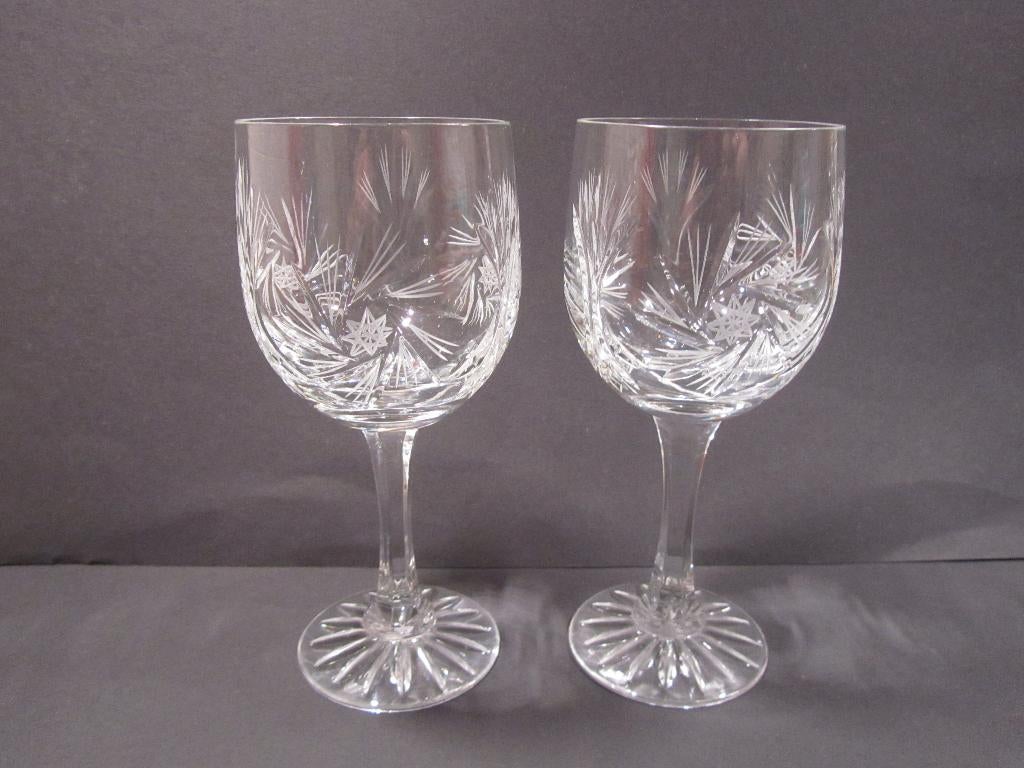 Boheems helder kristal 2 stuks roemer 17,5 cm, Ophalen of Verzenden