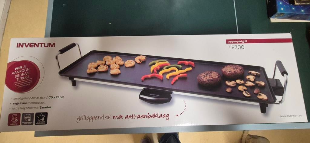 Nieuw Inventum Teppanyaki Grill TP700 - Groot grilloppervlak, Ophalen of Verzenden, Nieuw, Tafelgrill