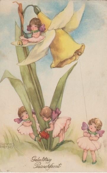 Getekend 1934 Hannes Petersen Pasen, Verzenden, 1920 tot 1940, Gelopen