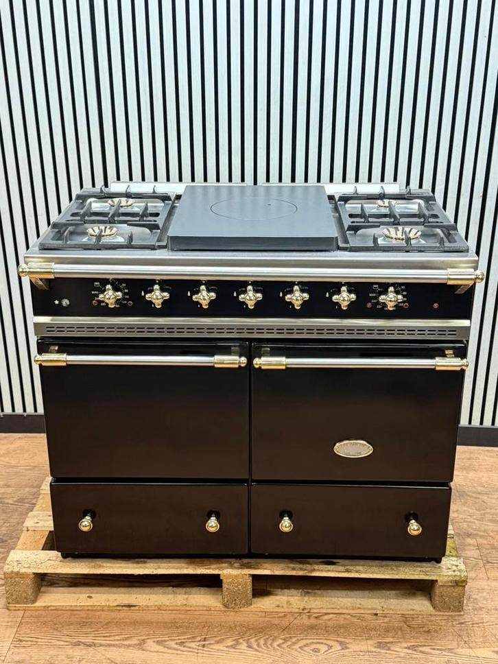 Luxe Lacanche met coupe de feu zwart/messing 2 ovens 100 cm, Witgoed en Apparatuur, Fornuizen, Zo goed als nieuw, Vrijstaand, Gas