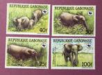 Gabon serie postfris 136 => WWF / WNF - Afrikaanse Olifanten, Verzenden, Postfris, Dier of Natuur