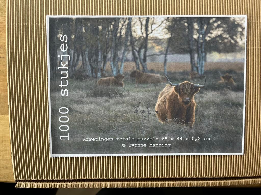 Unieke puzzel 1000 stukjes – Schotse hooglanders, Ophalen of Verzenden, 500 t/m 1500 stukjes, Nieuw, Legpuzzel
