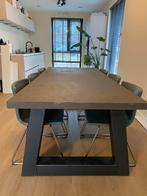 Eettafelset robuuste eettafel met 6 leren stoelen, Huis en Inrichting, Tafels | Eettafels, Ophalen, Industrieel modern, 200 cm of meer