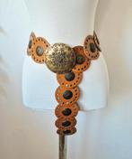 Nepleren boho riem met metalen gesp 95 cm, Kleding | Dames, Riemen en Ceinturen, Bruin, 90 tot 100 cm, Heupriem, Ophalen of Verzenden