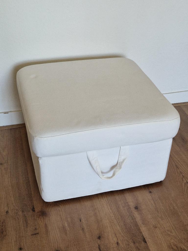 IKEA Tomelilla poef met opbergruimte, Huis en Inrichting, Banken | Voetenbanken en Poefen, Gebruikt, 50 tot 75 cm, Ophalen, Hout