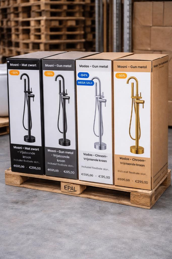 Vrijstaande kranen badkranen – vanaf €95! NIEUW IN DOOS, Doe-het-zelf en Verbouw, Sanitair, Nieuw, Douche, Chroom, Ophalen of Verzenden