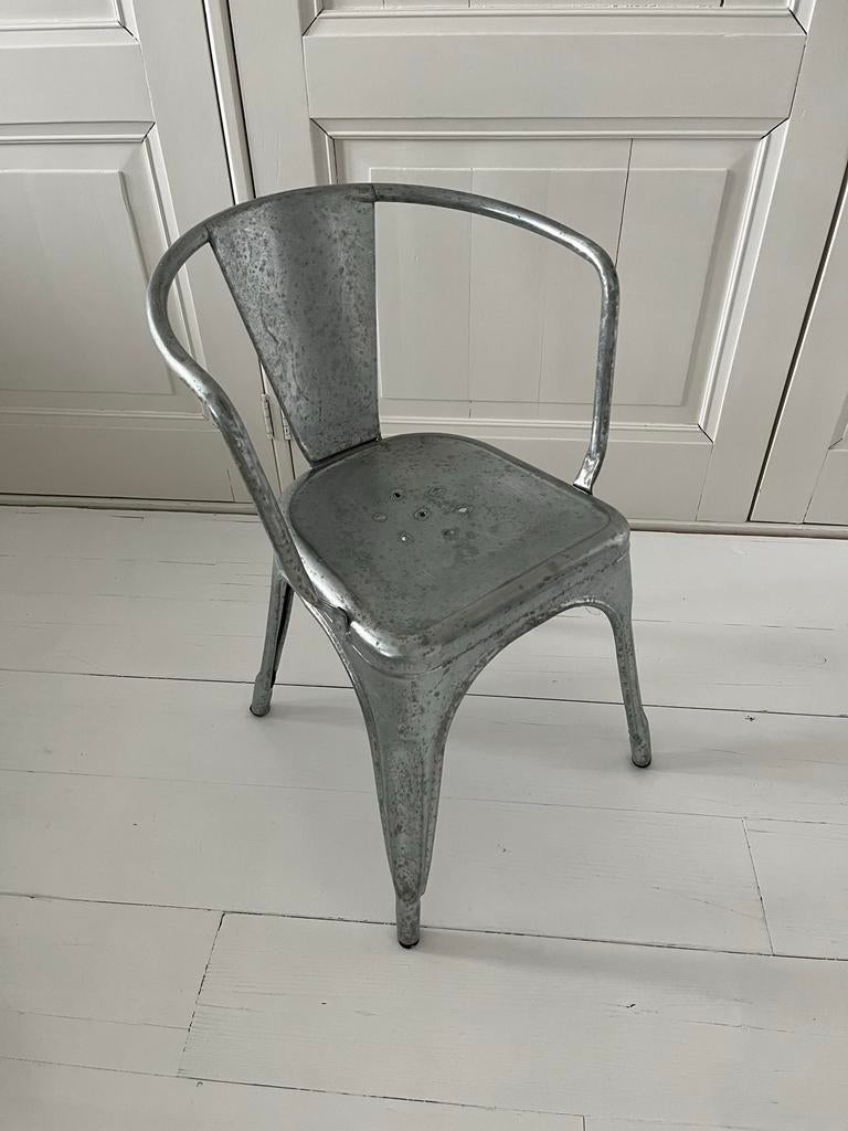 Set van 4 Tolix stoelen, gegalvaniseerd metaal, Ophalen, Gebruikt, Vier, Metaal