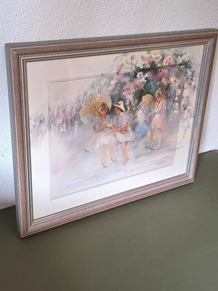 Zeefdruk Willem Haenraets "Vrienden", Antiek en Kunst, Ophalen of Verzenden