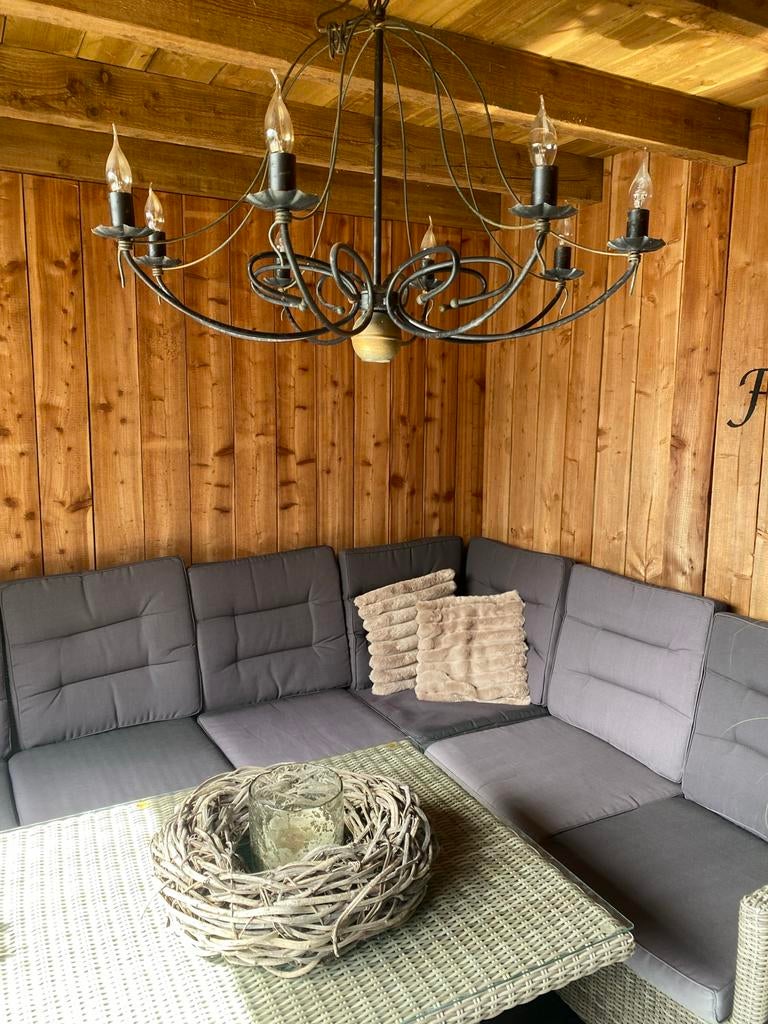 kroonluchter met 8 lampen, Ophalen, Gebruikt, Metaal