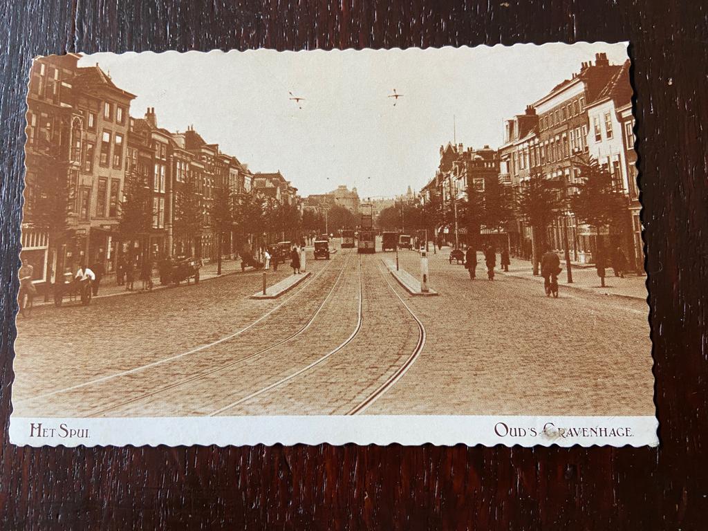 Den Haag ansichtkaart s-Gravenhage van het Spui., Ophalen of Verzenden, 1920 tot 1940, Gelopen, Zuid-Holland