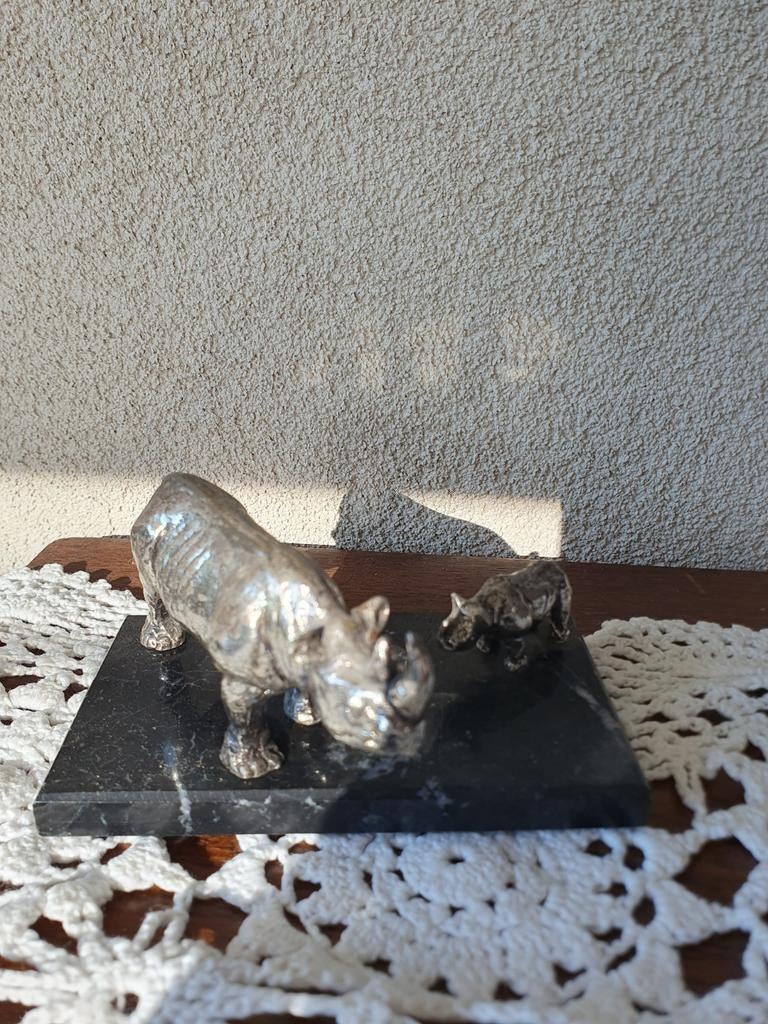 WNF beeldje neushoorn met jong, Ophalen of Verzenden, Gebruikt, Dier