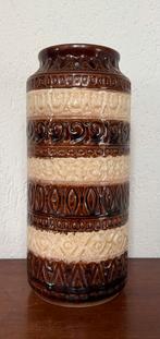 Vintage West Germany vaas, bruin met beige patronen, Ophalen of Verzenden
