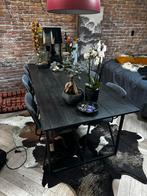 Moderne zwarte eettafel met 9 stoelen, Huis en Inrichting, Tafels | Eettafels, Ophalen, Gebruikt, 200 cm of meer, 50 tot 100 cm