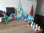 Frozen kasteel met poppetjes en extra's, rugzak, knuffel, Ophalen, Gebruikt, Poppenhuis