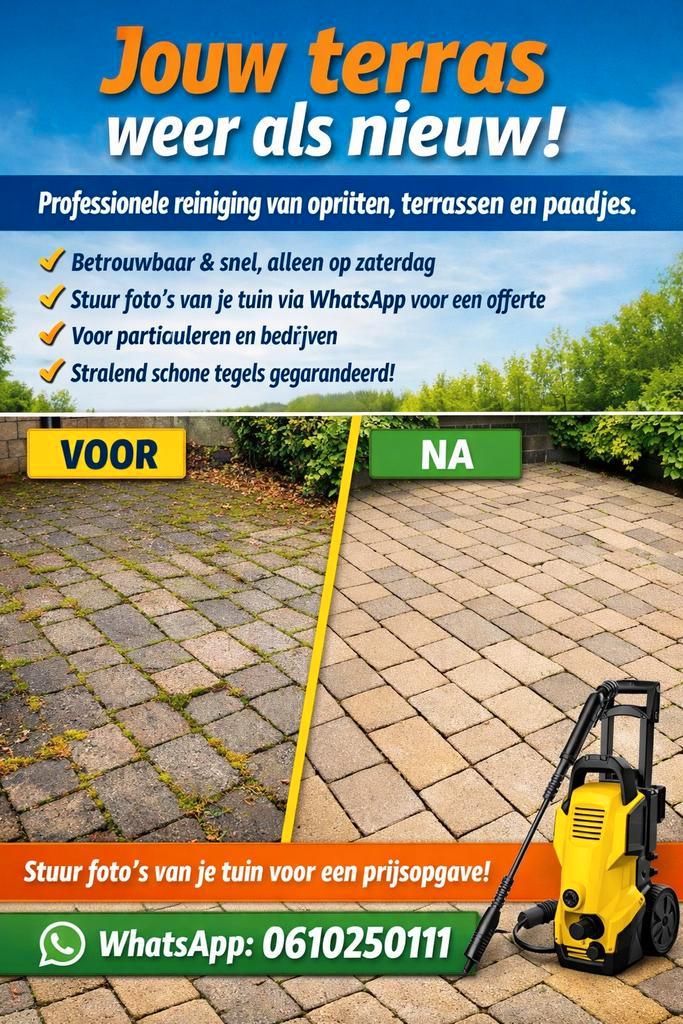 Terras & oprit reinigen – snel en betaalbaar, Tuin en Terras, Overige Tuin en Terras, Ophalen of Verzenden