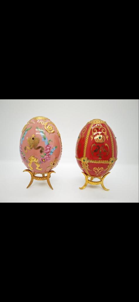2 House of Fabergé eieren, porselein, 22k goud, Ophalen of Verzenden