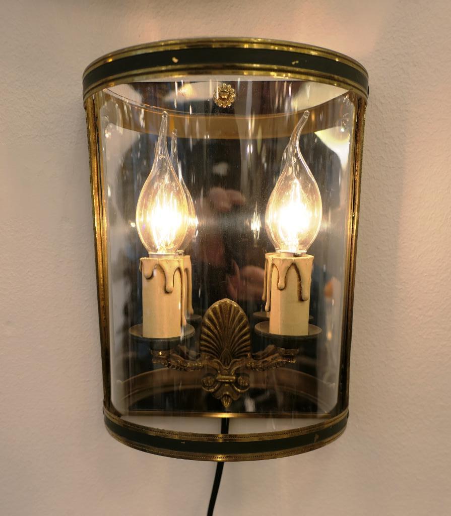 Wandlamp met kaarslampjes achter gebogen glas, Ophalen of Verzenden