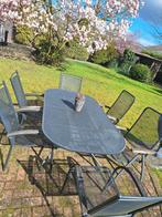 Kettler Tuinset met tafel, 6 stoelen, kussens en kussenbox, Tuin en Terras, Ophalen, Gebruikt, 6 zitplaatsen, Aluminium