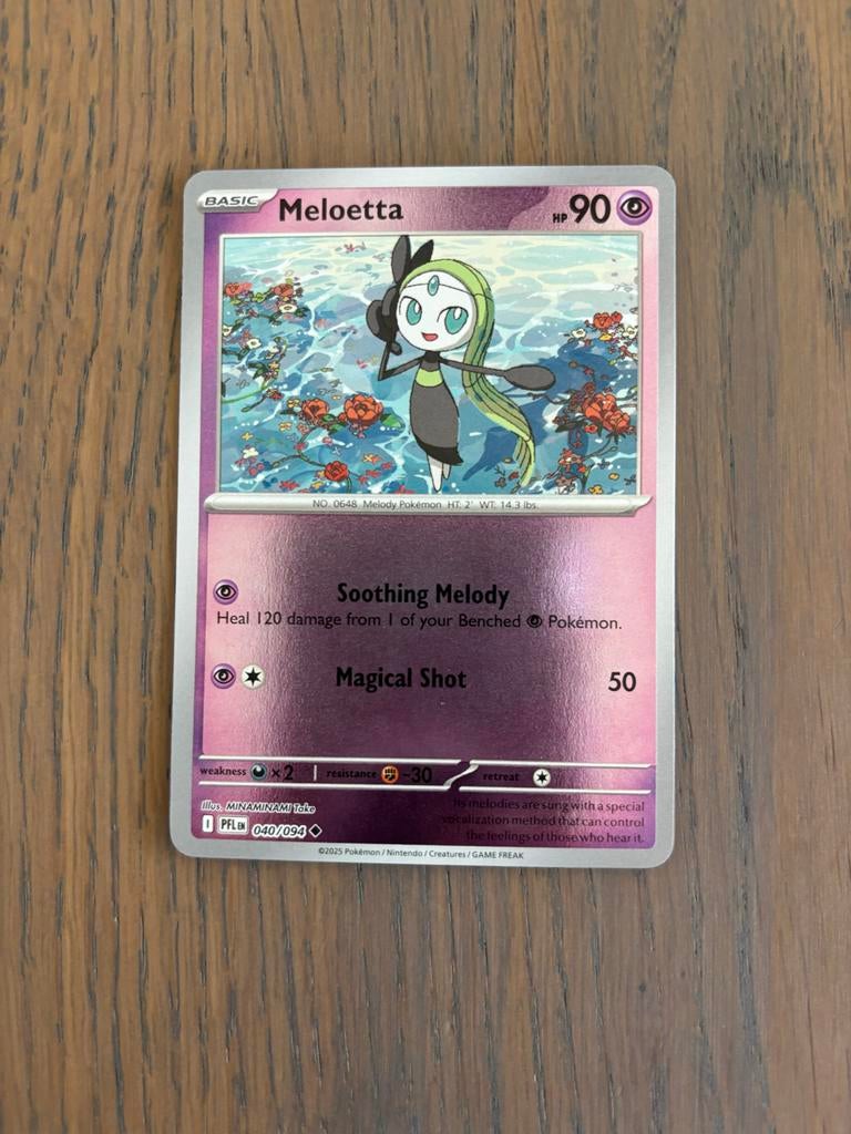 Meloetta Pokémon Kaart - Basic - 040/094, Ophalen of Verzenden, Zo goed als nieuw, Losse kaart