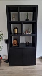 Zwarte mango houten vakkenkast, Ophalen, Zo goed als nieuw, 25 tot 50 cm, 200 cm of meer