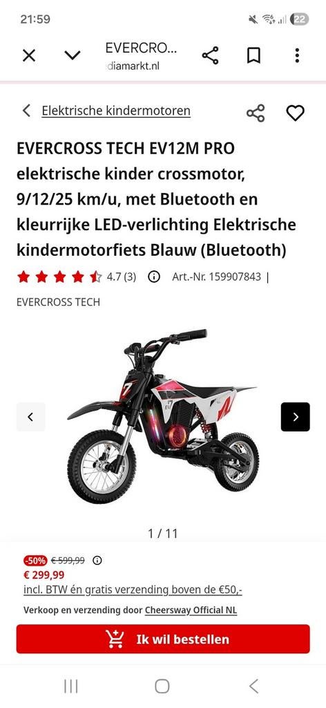 Nieuw in de doos electrische kindermotor, Ophalen, Nieuw, Overige typen