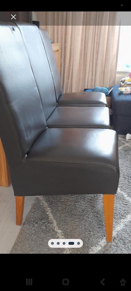 Gratis 4  mooi eetkamer  leren stoelen, Ophalen of Verzenden