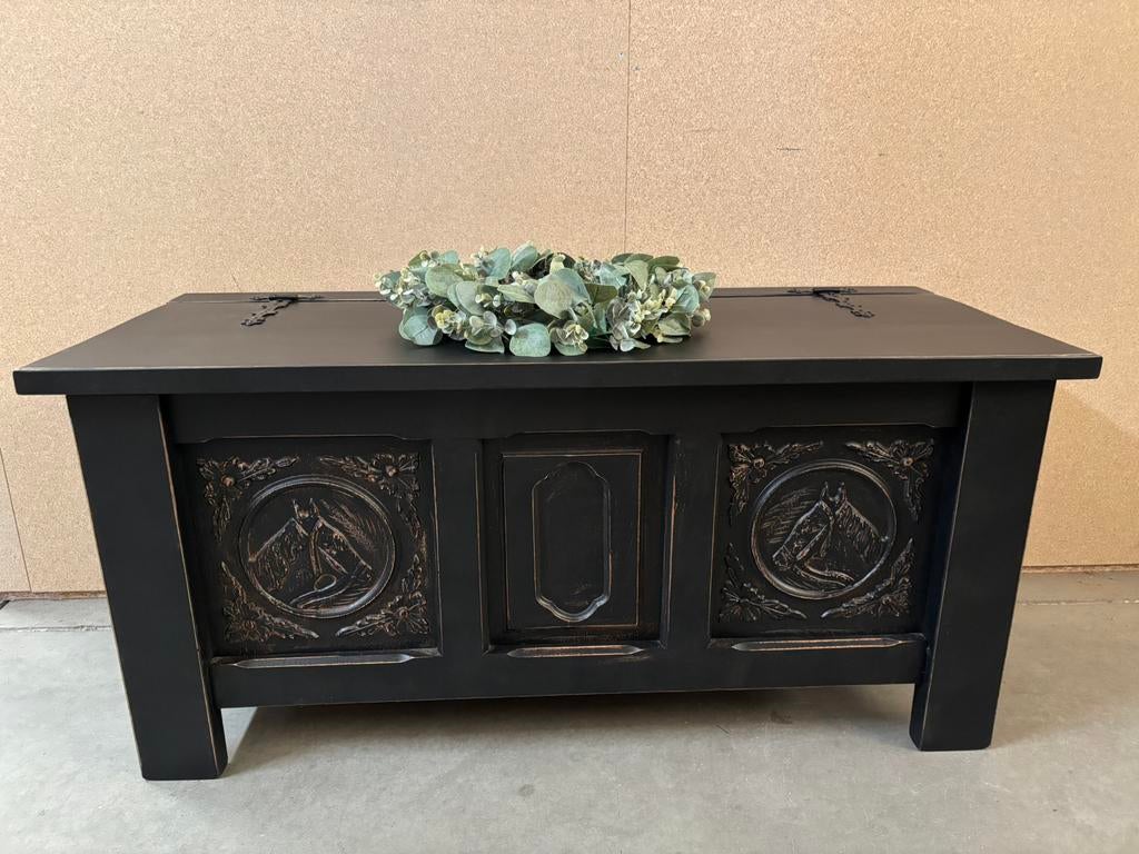 Brocante houten kist / dekenkist, Huis en Inrichting, Woonaccessoires | Kisten, Ophalen, 100 tot 150 cm, 50 tot 75 cm, Eikenhout