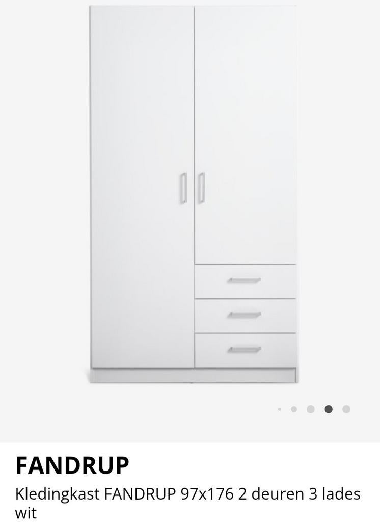 Jysk Witte FANDRUP Kledingkast - Zo goed als nieuw, 50 tot 100 cm, Zo goed als nieuw, 150 tot 200 cm, 25 tot 50 cm