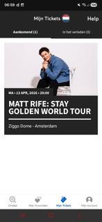 tickets matt rife 2 stuks, Tickets en Kaartjes, Twee personen, April