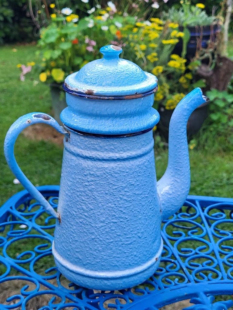 Brocante franse emaille koffiepot/ allegonda, Ophalen of Verzenden