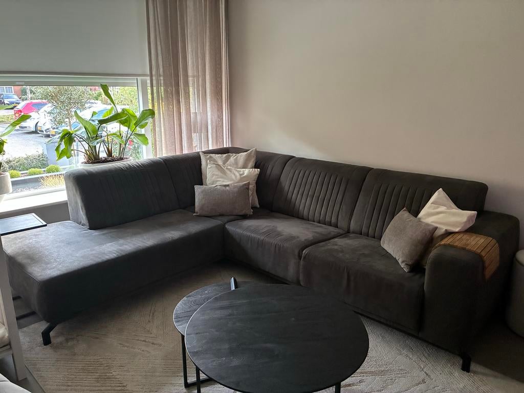 Antraciet hoekbank., Huis en Inrichting, Banken | Bankstellen, Ophalen, Gebruikt, Hoekbank, 200 tot 250 cm