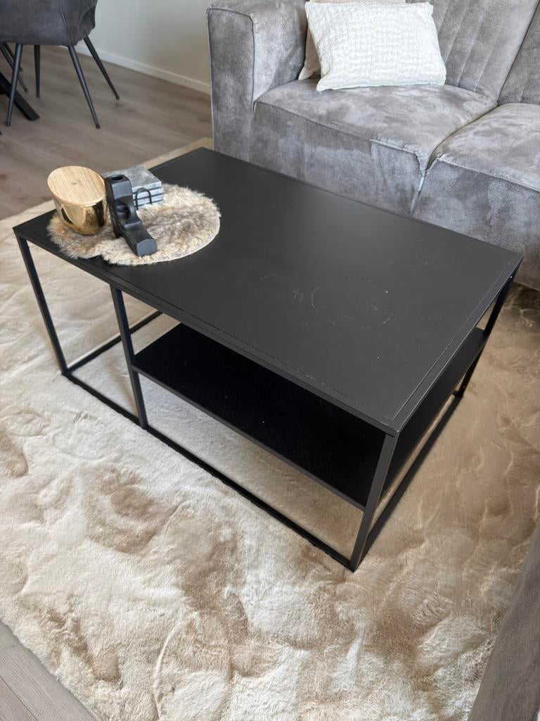 Moderne zwarte salontafel 90L 60B 45H, Ophalen, Gebruikt, 100 tot 150 cm, 50 tot 100 cm