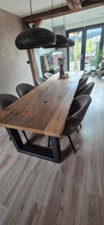 Zeer grote oud eiken eettafel, Ophalen, Eikenhout, 200 cm of meer, 50 tot 100 cm
