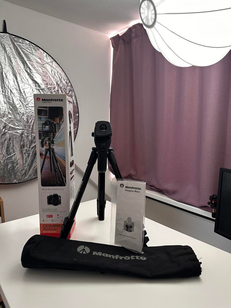 Manfrotto Compact Action Statief met Joystickkop, Ophalen, Gebruikt, Driepoot, Minder dan 150 cm