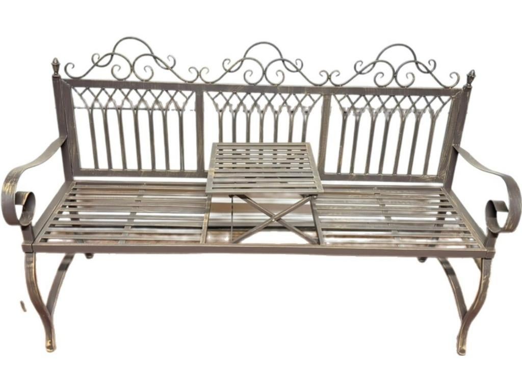 Metalen tuinbank met inklapbaar tafeltje, Ophalen of Verzenden