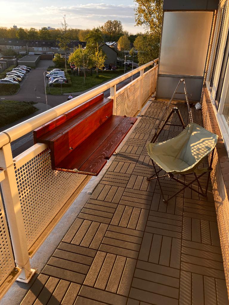 Balkontafel (uitklapbaar), Tuin en Terras, Tuintafels, Zo goed als nieuw, Rechthoekig, Hout, Ophalen