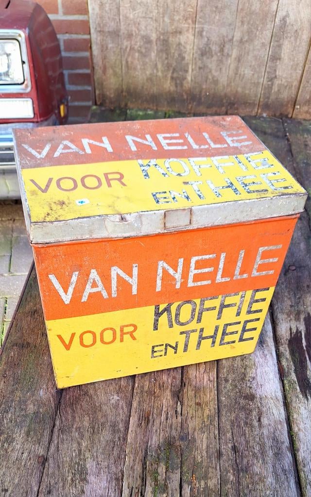 Oud winkelblik van Van Nelle voor koffie en thee., Verzamelen, Blikken, Gebruikt, Koffie, Van Nelle, Ophalen of Verzenden