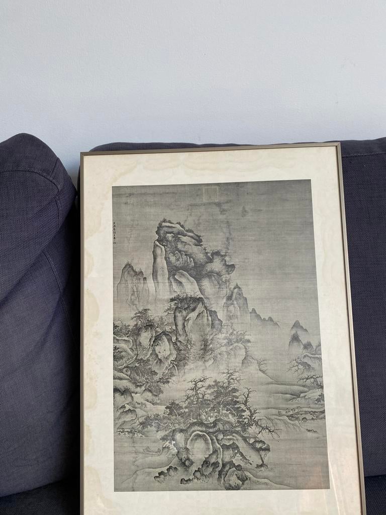 Schilderijlijst met Aziatische print - Metaal, Ophalen of Verzenden, Zo goed als nieuw, Metaal of Aluminium, 50 tot 75 cm