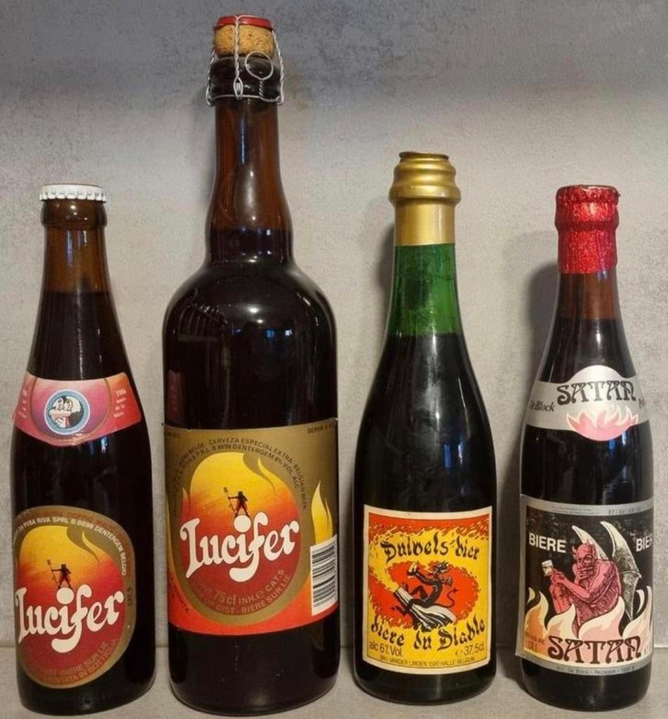 Devil's set – Lucifer,  Satan & Duivel – ~'80, '86, '86, '93, Verzamelen, Biermerken, Zo goed als nieuw, Flesje(s), Overige merken