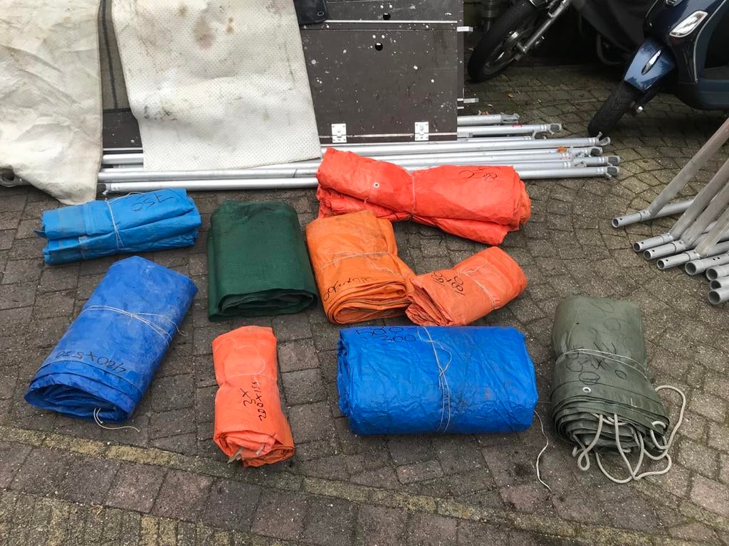 Dekzeilen diverse maten, Doe-het-zelf en Verbouw, Zeil en Folie, Ophalen, Zo goed als nieuw, Minder dan 5 m², Zeil