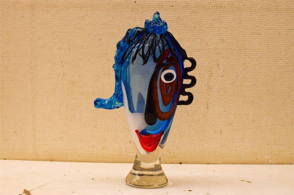 Murano stijl Glazen hoofd 51190, Verzamelen, Beelden en Beeldjes, Ophalen of Verzenden, Gebruikt, Dier