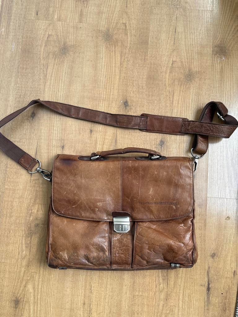 Vintage Chesterfield Brand Leren Tas, Overige merken, Gebruikt, Bruin, Ophalen of Verzenden
